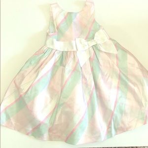 Janie and Jack striped, pastel, silk dress